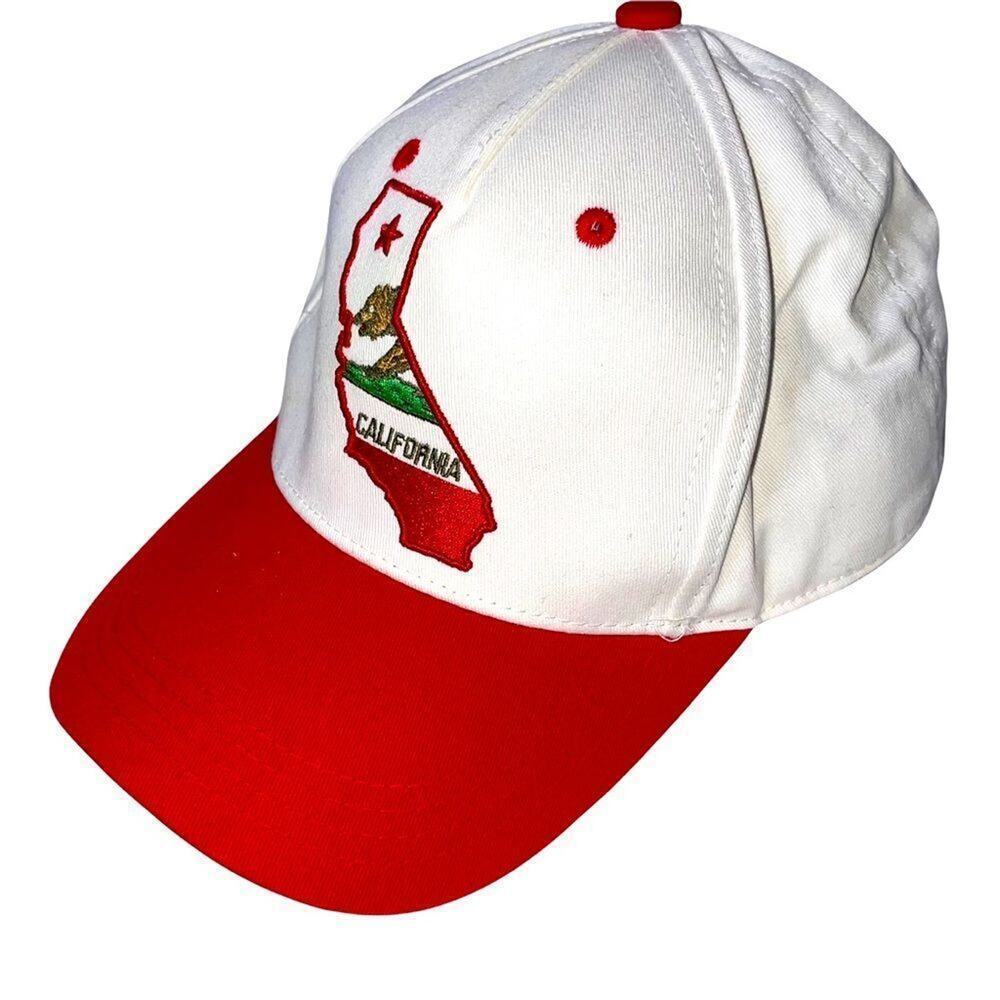 California Republic Bear Star Logo white/Red Baseball Adjustable Strap…